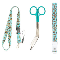 PACK LANYARD YORKSHIRE + TIJERA TURQUESA + COMPRESOR