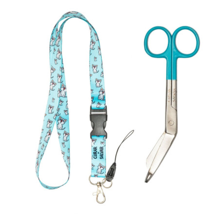 PACK LANYARD GATITO + TIJERA TURQUESA