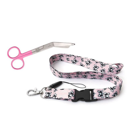 PACK LANYARD BULLDOG ROSA + TIJERA