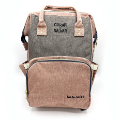 MOCHILA "YO TE CUIDO" ROSA-GRIS