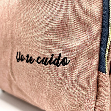 MOCHILA "YO TE CUIDO" ROSA-GRIS
