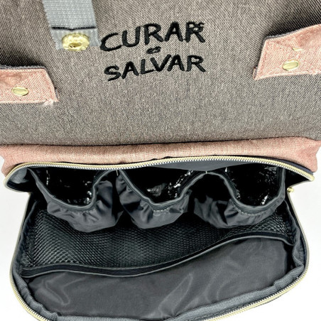 MOCHILA "YO TE CUIDO" ROSA-GRIS