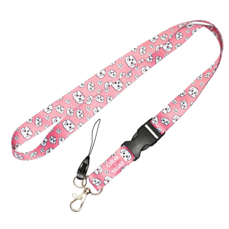 PACK LANYARD BICHÓN + TIJERA SALMÓN + COMPRESOR