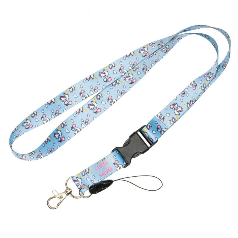 PACK LANYARD CIGÜEÑAS + TIJERA SALMÓN + COMPRESOR
